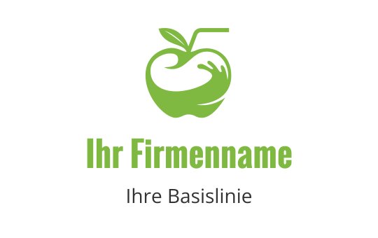 Modernes grünes Apfel-Logo-Design mit Hand- und Blattelementen