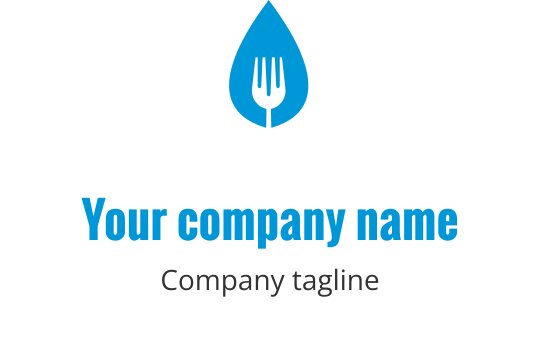 Modernes blaues Logo-Design mit stilisierten Gabeln in dynamischer Anordnung