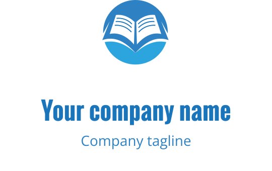 Modernes blaues Logo-Design mit einem offenen Buch und kreisförmigem Hintergrund