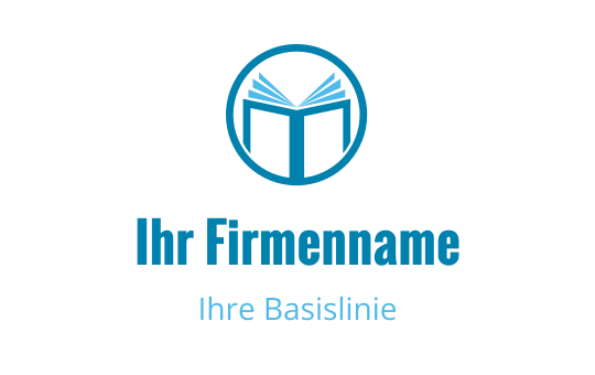 Modernes Logo-Design mit einem offenen Buch in einem kreisförmigen Rahmen