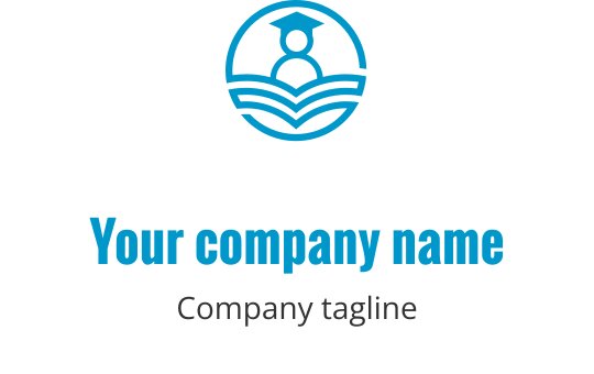 Modernes Logo-Design mit einer Absolventensilhouette über einem offenen Buch