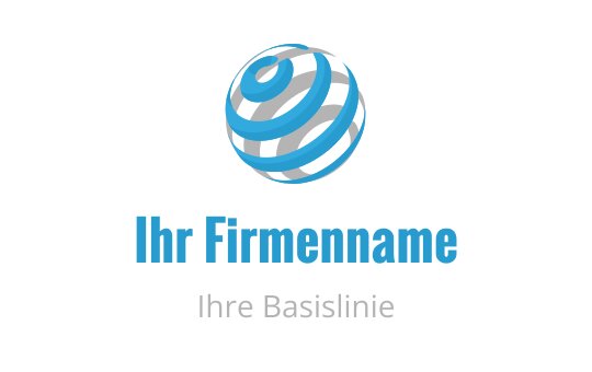Modernes blau-weißes Globus-Logo-Design mit geschwungenen Streifen