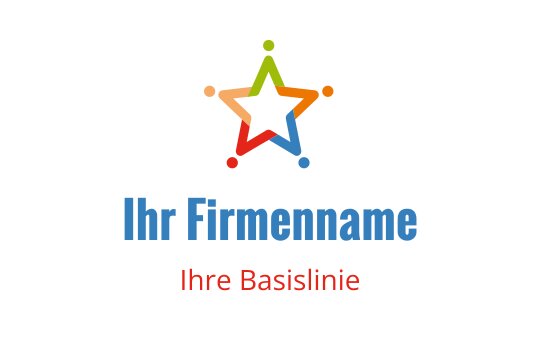 Buntes Sternlogo-Design mit verbundenen Punkten und fettem Text
