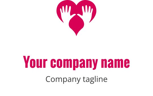 Herzlogo-Design mit Händen in Pink und Schwarz