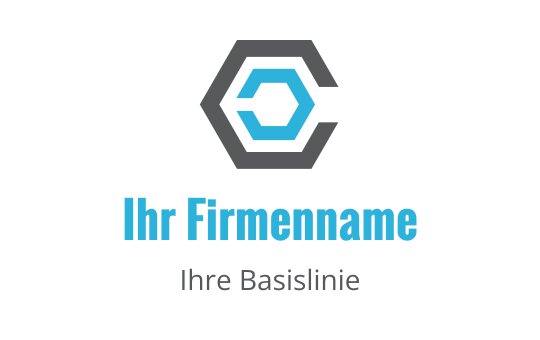 Modernes sechseckiges Logo-Design mit einer blauen und grauen geometrischen Form