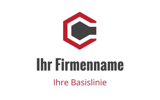 Modernes hexagonales Logo-Design mit kräftigem roten Rand und grauen Akzenten