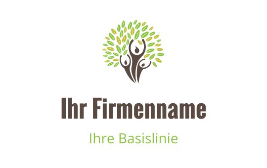 Modernes Baumlogo-Design mit grünen Blättern und braunem Stamm