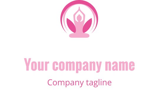 Elegantes pinkes Logo-Design mit einer meditativen Figur und Lotusblütenblättern