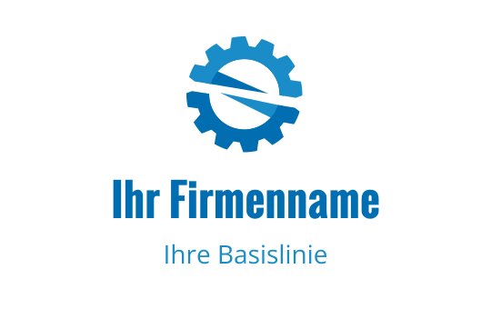 Modernes blaues Zahnrad-Logo-Design mit einem Schwung-Element
