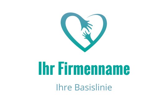 Herzförmiges Logo-Design mit zwei Händen in Türkistönen
