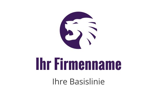 Fettes Löwenlogo-Design in Lila mit rundem Hintergrund