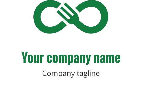 Modernes grünes Logo-Design mit ineinander verschlungenen Gabeln in Form einer Unendlichkeit