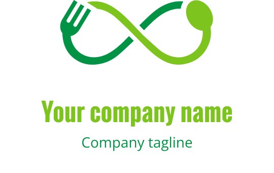 Modernes Logo-Design mit ineinander verschlungenen grünen und limonengrünen Gabeln in Form einer Unendlichkeit