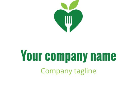 Frisches grünes Logo-Design mit einem stilisierten Blatt und einer Gabel