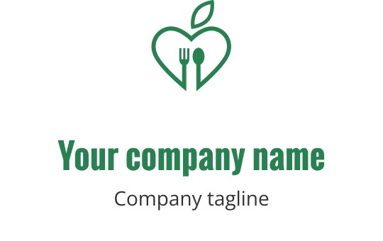 Frisches grünes Logo-Design mit einem stilisierten Blatt und einer Gabel