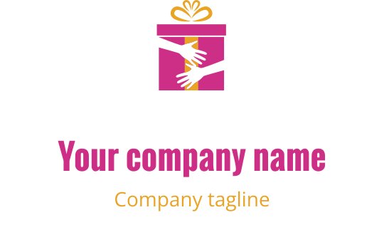 Elegantes rotes und goldenes Logo-Design mit einem stilisierten Geschenkbox
