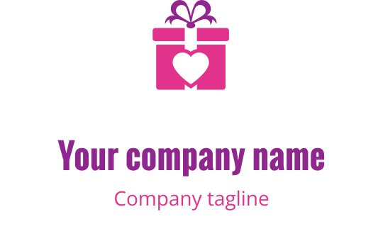 Charmantes pinkes und lila Logo-Design mit einem stilisierten Geschenkbox