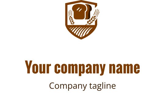 Schildförmiges Logo-Design mit einem Laib Brot und Weizenhalmen