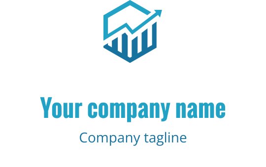 Türkis und cyanfarbenes Logo-Design mit einem stilisierten nach oben zeigenden Pfeil