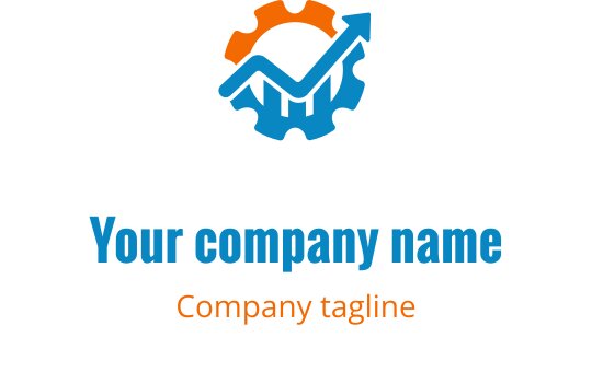 Modernes Logo-Design mit ineinandergreifenden orangefarbenen und blauen Zahnrädern