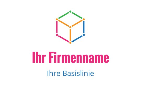 Buntes geometrisches Würfel-Logo-Design mit verbundenen Punkten und fettem Text