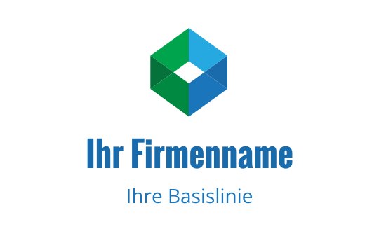 Modernes geometrisches Logo-Design mit einer grünen und blauen hexagonalen Form