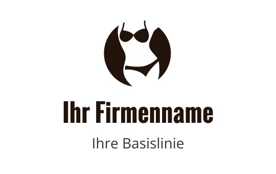 Stilisiertes Logo-Design mit einer Bikini-Silhouette in einer kreisförmigen Form