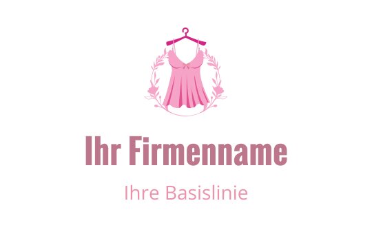 Elegantes Logo-Design eines rosa Kleides mit floralen Akzenten und Kleiderbügel-Detail