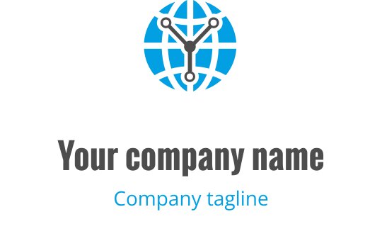 Modernes Logo-Design mit einem Globus und verbundenen Linien in Blau und Grau