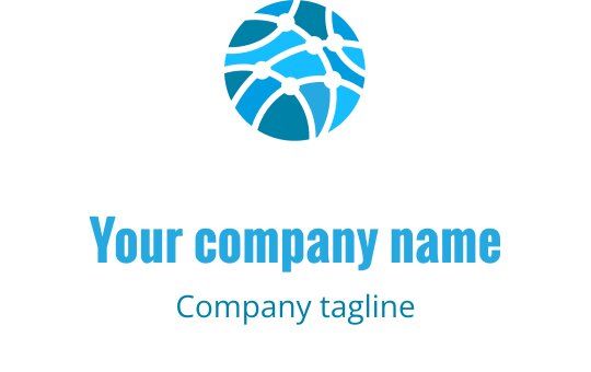 Modernes blaues Globus-Logo-Design mit verbundenen Linien