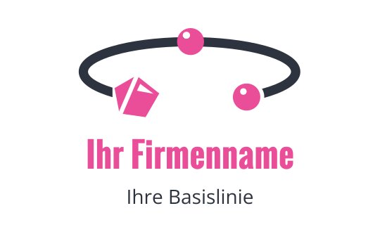 Kreatives Logo-Design mit einer pinken geometrischen Form und kreisförmigen Elementen