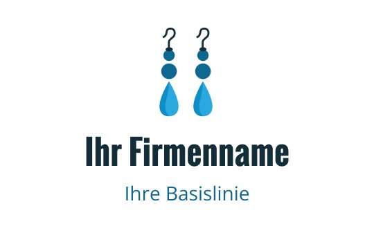 Elegantes Logo-Design mit Ohrringen, blauen Perlen und Tropfenformen