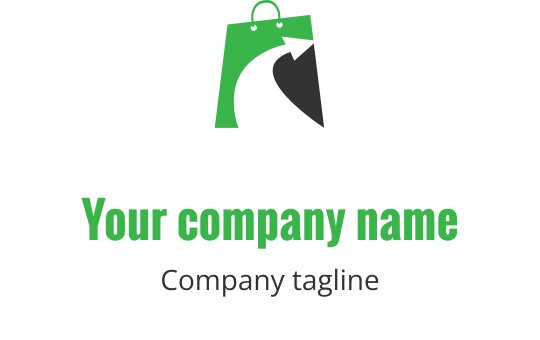Limettengrünes Logo-Design mit einer stilisierten Taschenform