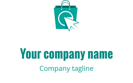 Türkises Logo-Design mit einer stilisierten Einkaufstasche im modernen Stil