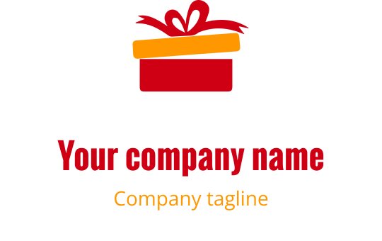 Lebhaftes orange-rotes Logo-Design mit einem stilisierten Geschenkbox