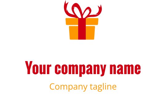 Lebhaftes orange-rotes Logo-Design mit einem stilisierten Geschenkbox