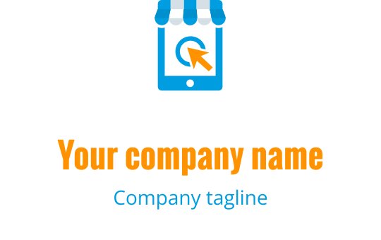 Modernes Logo-Design mit einem Einkaufswagen und Smartphone mit einem Pfeil