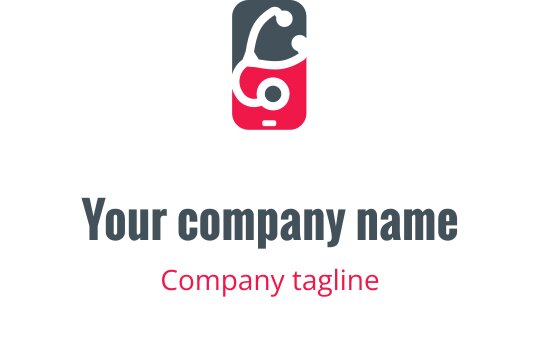 Modernes Logo-Design mit einem roten und grünen medizinischen Kreuz und einem Stethoskop