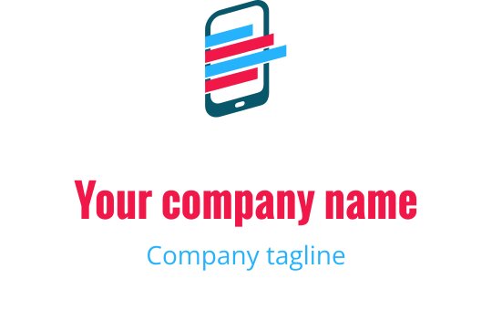 Modernes Logo-Design mit einem pixelierten mobilen Gerät in Türkis, Blau und Rot