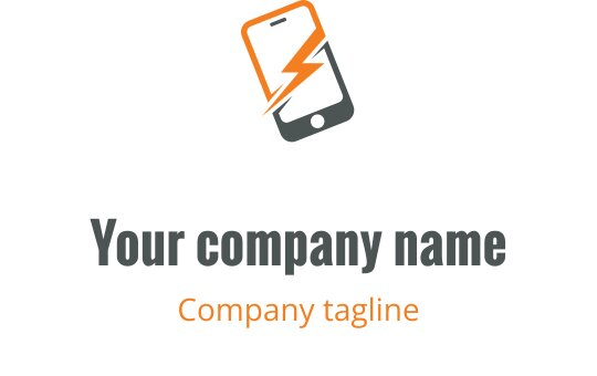 Dynamisches Logo-Design mit einem stilisierten orange-grauen Geschwindigkeitsmotiv