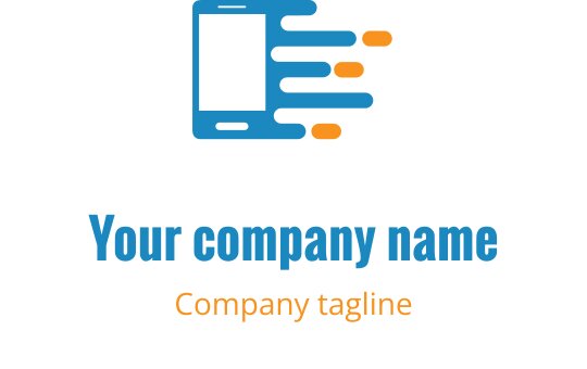 Dynamisches Logo-Design mit einem stilisierten orange-blauen Geschwindigkeitsmotiv