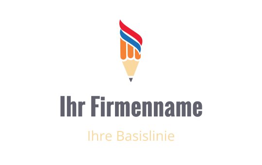 Kreatives Logo-Design mit einem Bleistift und einem bunten Flammenelement