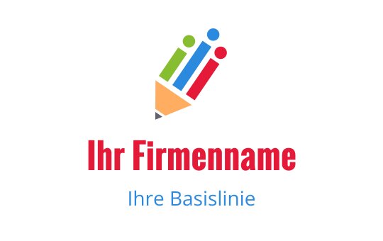 Buntes Bleistift-Logo-Design mit drei lebhaften Schreibwerkzeugen