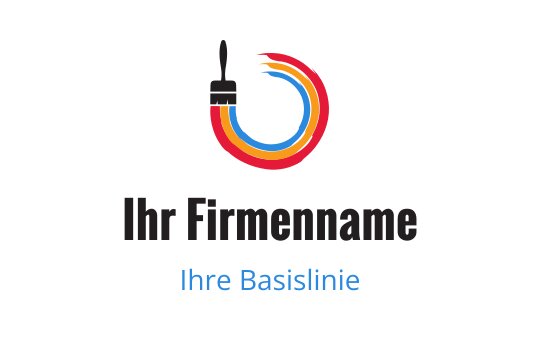 Buntes Pinsel-Logo-Design mit wirbelnden roten, gelben und blauen Elementen