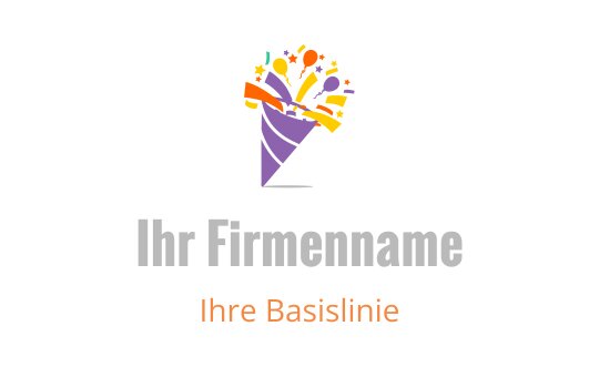 Buntes Partyhut-Logo-Design mit Konfetti und Sternen