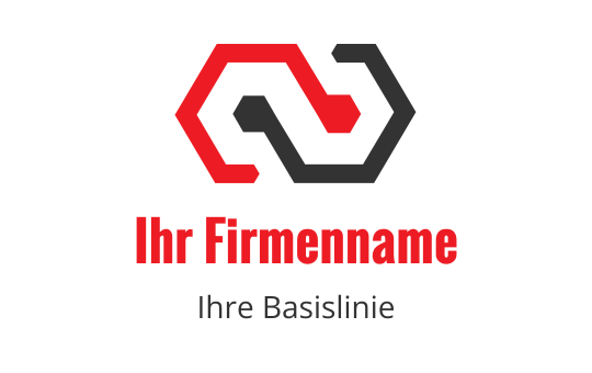 Modernes sechseckiges Logo-Design mit roten und schwarzen ineinandergreifenden Formen