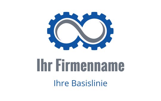 Modernes blaues Zahnrad-Logo-Design mit einem Unendlichkeitssymbol in der Mitte