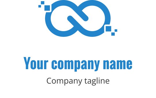 Modernes blaues Unendlichkeit-Logo-Design mit geometrischen Akzenten