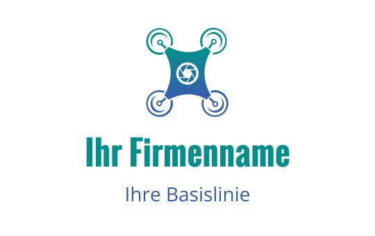 Modernes Drohnenlogo-Design mit einem Türkis- und Blauton