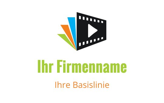 Dynamisches Logo-Design mit einem Filmstreifen und bunten dreieckigen Elementen